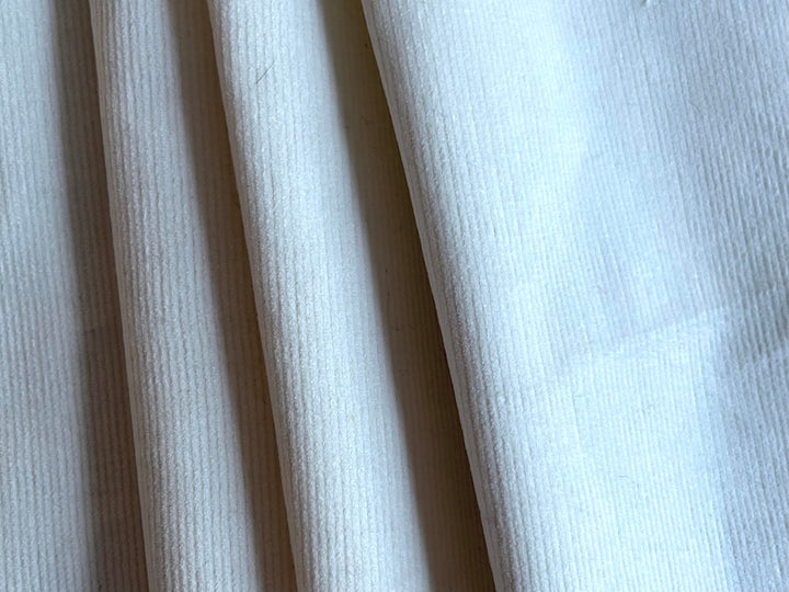 Warm Off-White Fine-Wale Stretch Cotton Corduroy