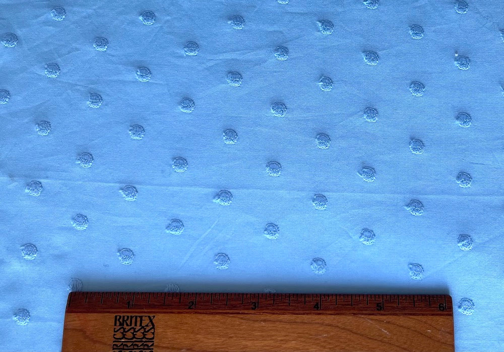 Sky Blue Dotted Embroidered Cotton Lawn (Made in Italy)