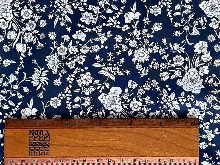 Summer Blooms Navy & White Floral Liberty of London Tana Cotton Lawn (Made in Italy)