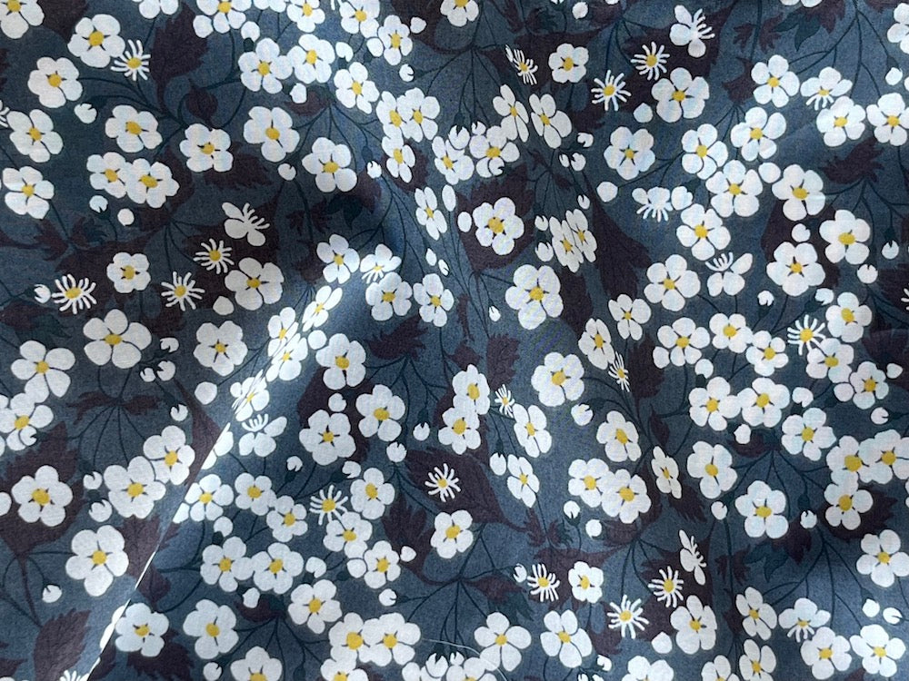 Mitsi  Slate Cherry Blossoms Liberty of London Tana Cotton Lawn (Made in Italy)