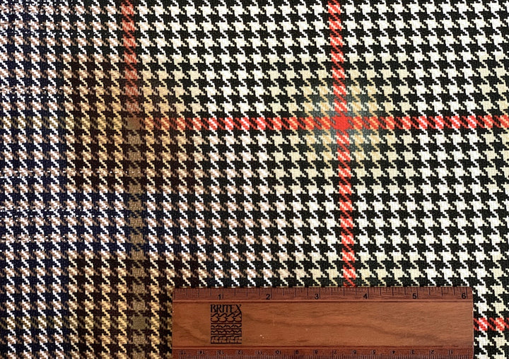Chic Bronze Houndstooth Plaid Stretch Cotton Gabardine (Made in Italy)