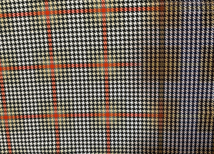 Chic Bronze Houndstooth Plaid Stretch Cotton Gabardine (Made in Italy)