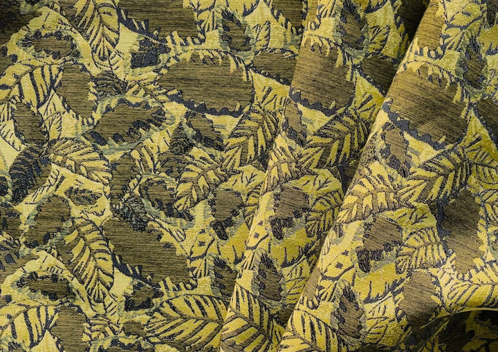 Naturalistic Chic Olive & Banana Cotton Blend Brocade Suiting (Made in France)