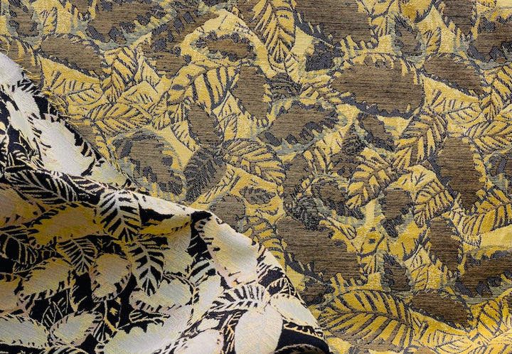 Naturalistic Chic Olive & Banana Cotton Blend Brocade Suiting (Made in France)