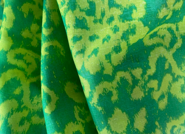 Semi-Sheer Canary & Grass Batik Silk Blend Voile