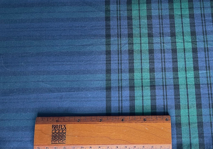 Funky Black Watch Plaid & Striped Cotton Poplin Shirting