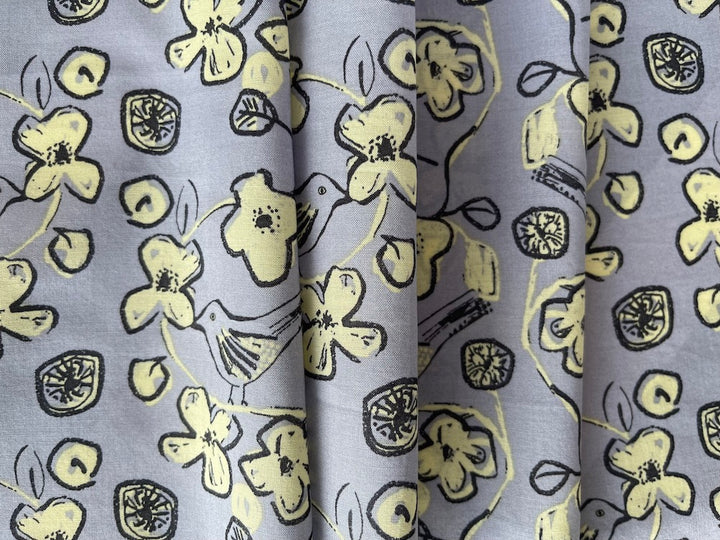 Lemon Chiffon Wrens Pima Cotton Lawn (Made in Japan)