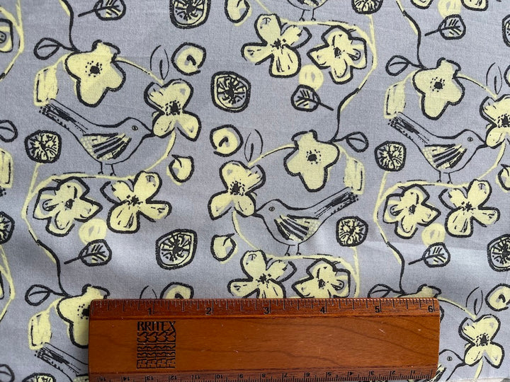 Lemon Chiffon Wrens Pima Cotton Lawn (Made in Japan)