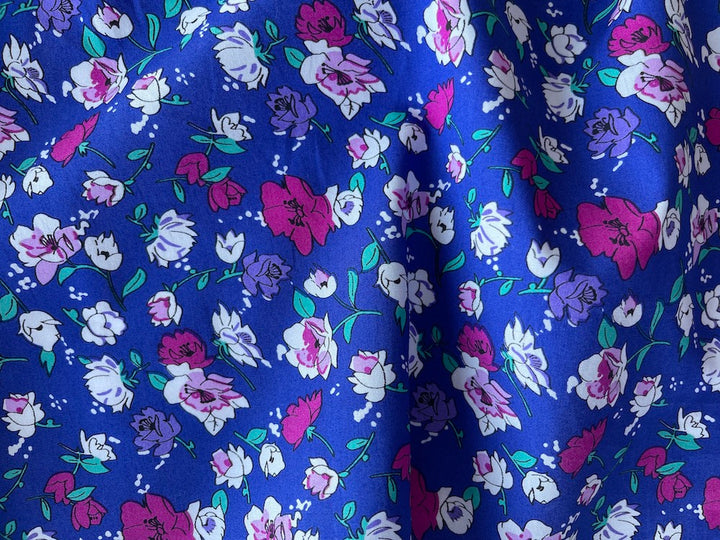 Raspberry & Lilac Flower Shower Cotton Lawn (Made in Italy)
