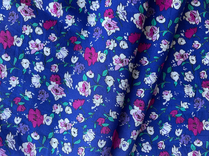 Raspberry & Lilac Flower Shower Cotton Lawn (Made in Italy)