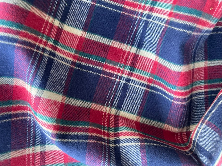 Cozy Soft Red & Navy Cotton Flannel (Made in Italy)