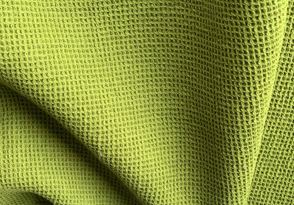 Bright Pear Green Waffle Weave Thermal Cotton (Made in Italy)