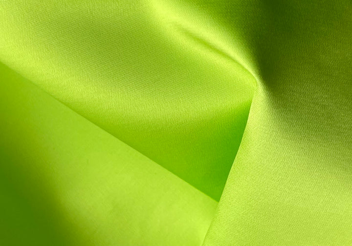 Stunning Neon Apple Green Cotton & Viscose Duchess Satin (Made in Italy)