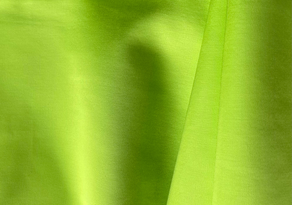 Stunning Neon Apple Green Cotton & Viscose Duchess Satin (Made in Italy)