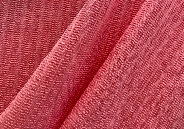Deep Coral Herringbone Cotton Suiting (Made in Italy)