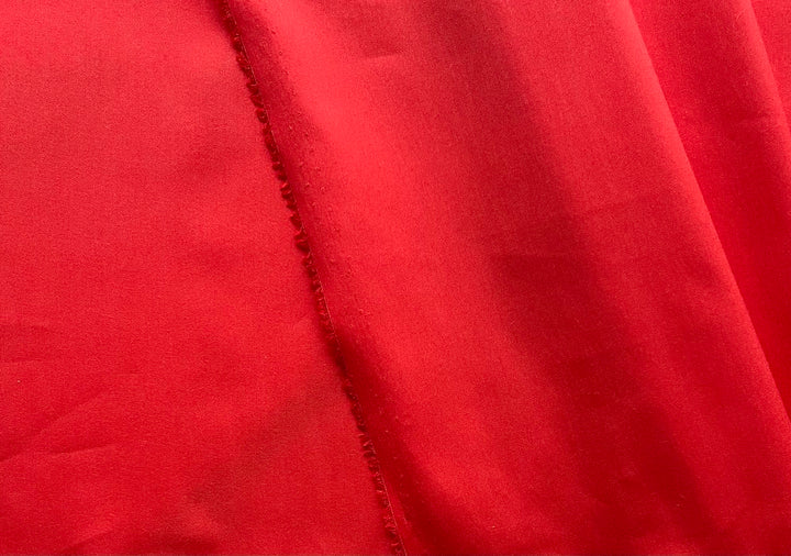 Tightly-Woven Brilliant Vermillion Stretch Cotton Blend Shirting (Made in Italy)