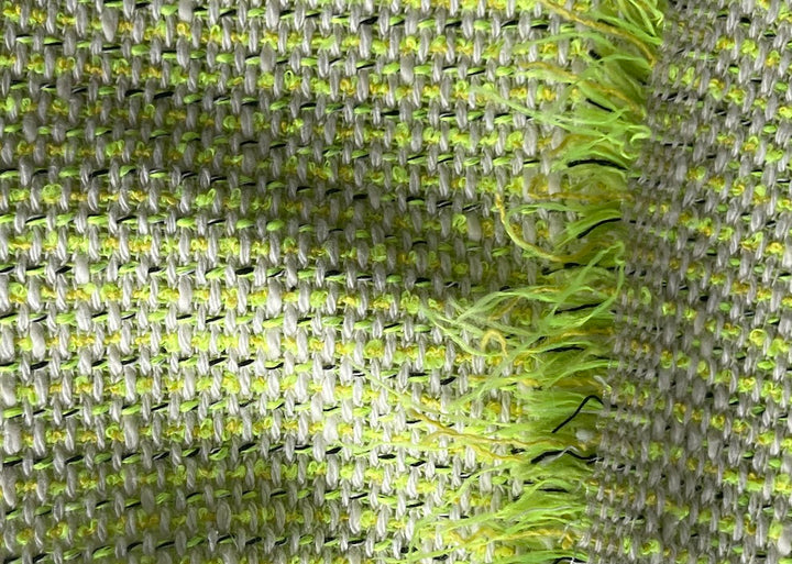 Moschino Neon Kiwi Lime Cotton Blend Bouclé Suiting (Made in Italy)