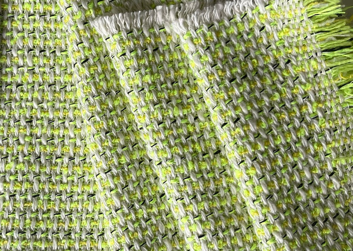 Moschino Neon Kiwi Lime Cotton Blend Bouclé Suiting (Made in Italy)