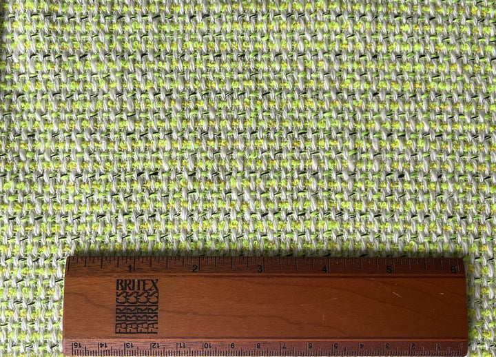 Moschino Neon Kiwi Lime Cotton Blend Bouclé Suiting (Made in Italy)