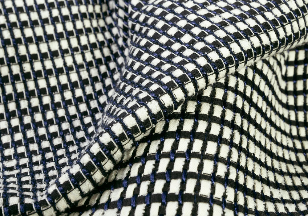 Royal Purple & Black Textured Cotton & Viscose Suiting (Made in Italy)