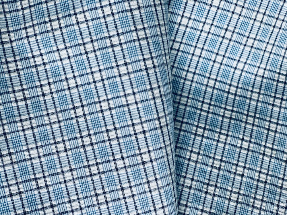 Vitale Barberis Canonico Selvedged Sky Blue Plaid Cotton Summer Suiting (Made in Italy)
