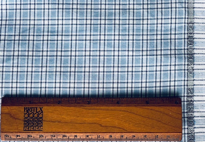 Vitale Barberis Canonico Selvedged Sky Blue Plaid Cotton Summer Suiting (Made in Italy)