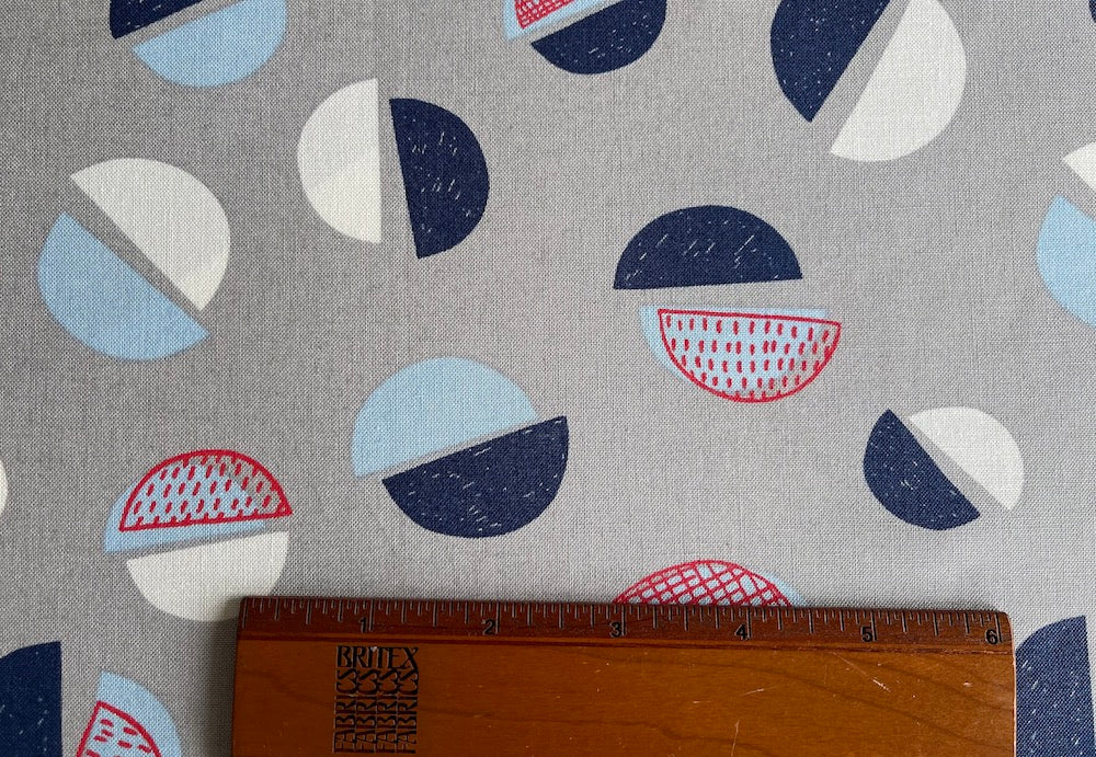Navy & Pearl Scrawled Semicircles Cotton (Made in Japan)