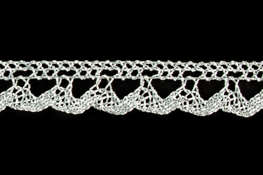 1/2" Bright Silver Metallic Edging Lace (Made in England)