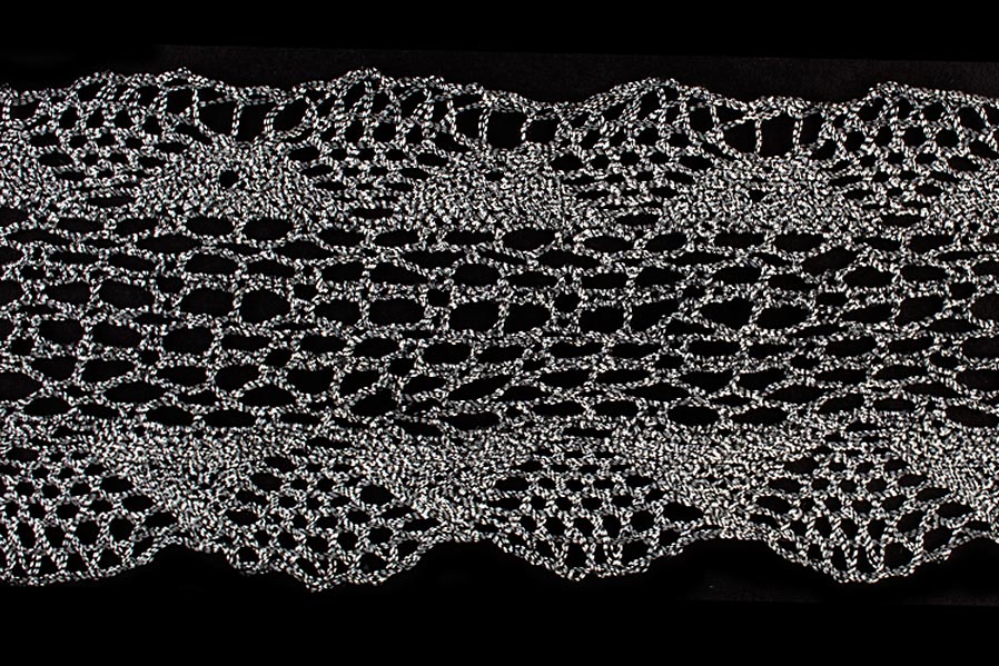 2" Silver Metallic Crochet Lace (Made in England)