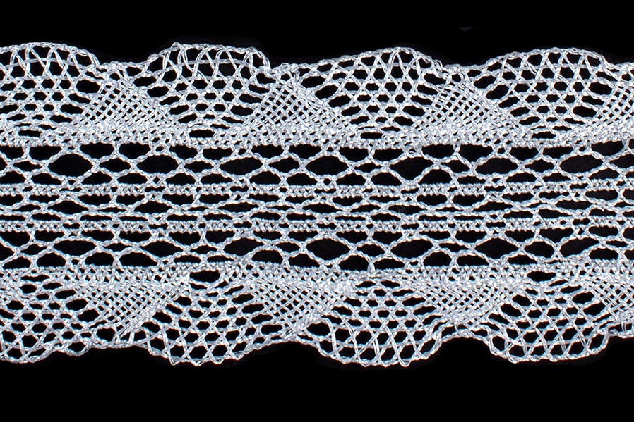 2" Antique Silver Metallic Crochet Lace (Made in England)