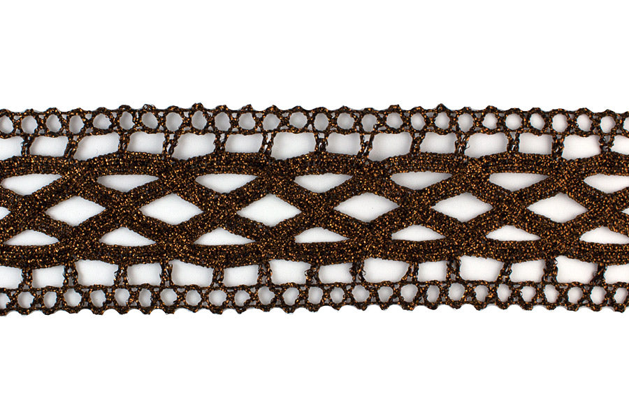 2" Bronze Metallic Crochet Insertion Lace (Made in England)