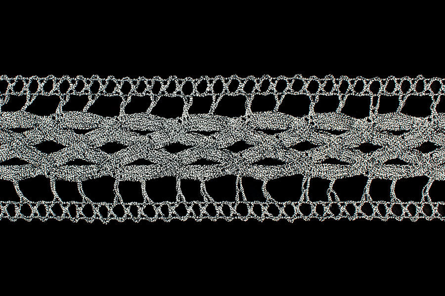 2" Antique Silver Metallic Crochet Insertion Lace (Made in England)