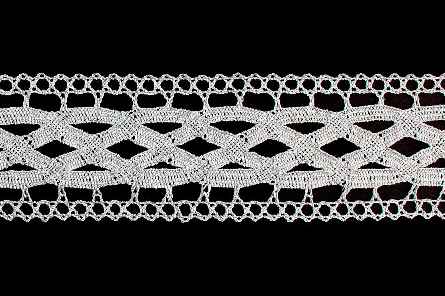 2" Silver  Metallic Crochet Insertion Lace (Made in England)