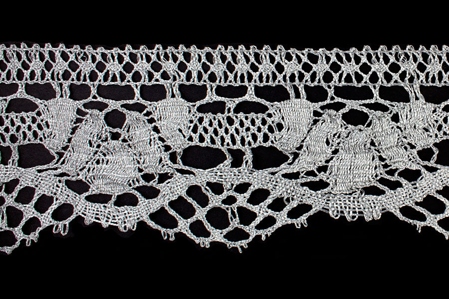 2 1/2" Silver Metallic Edging Lace (Made in England)