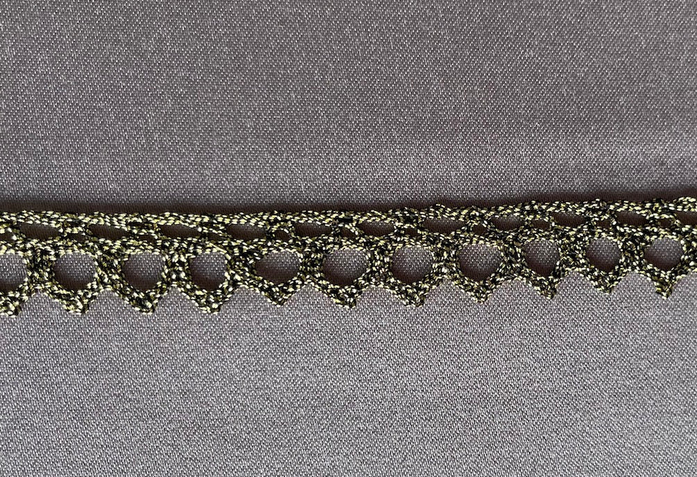 1/2" Antique Gold Metallic Edging Lace (Made in England)