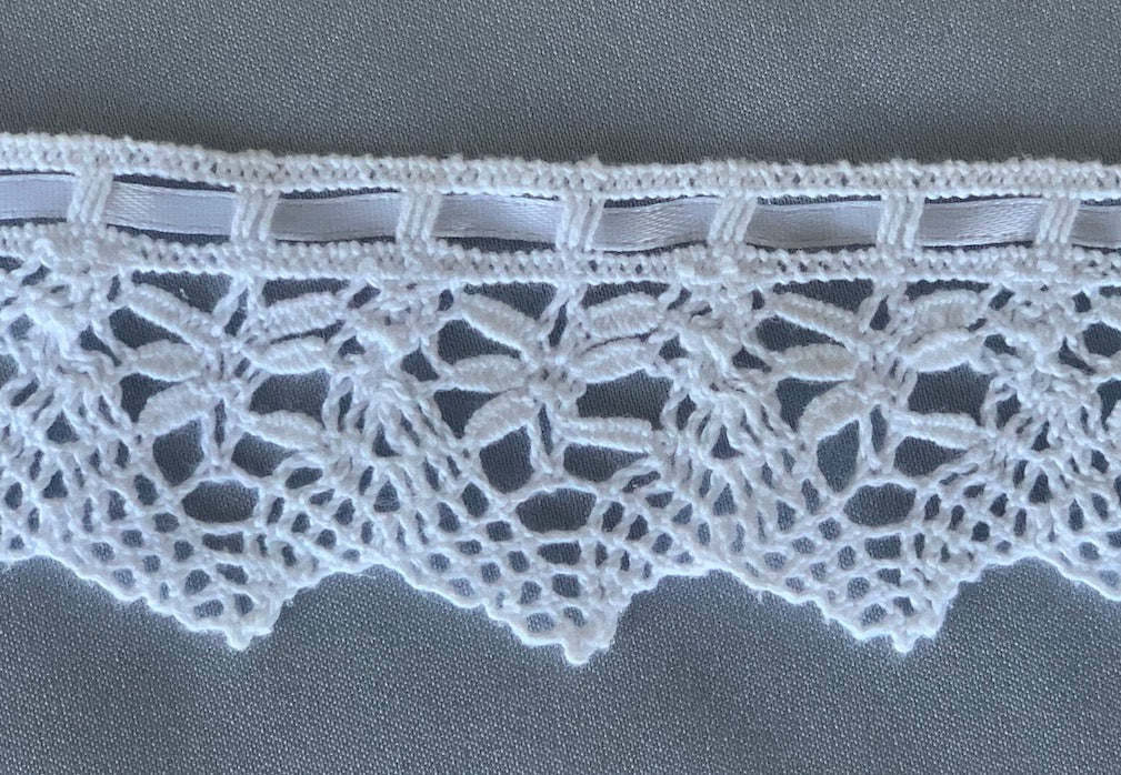 2" Ribbon Adorned White Crochet Lace