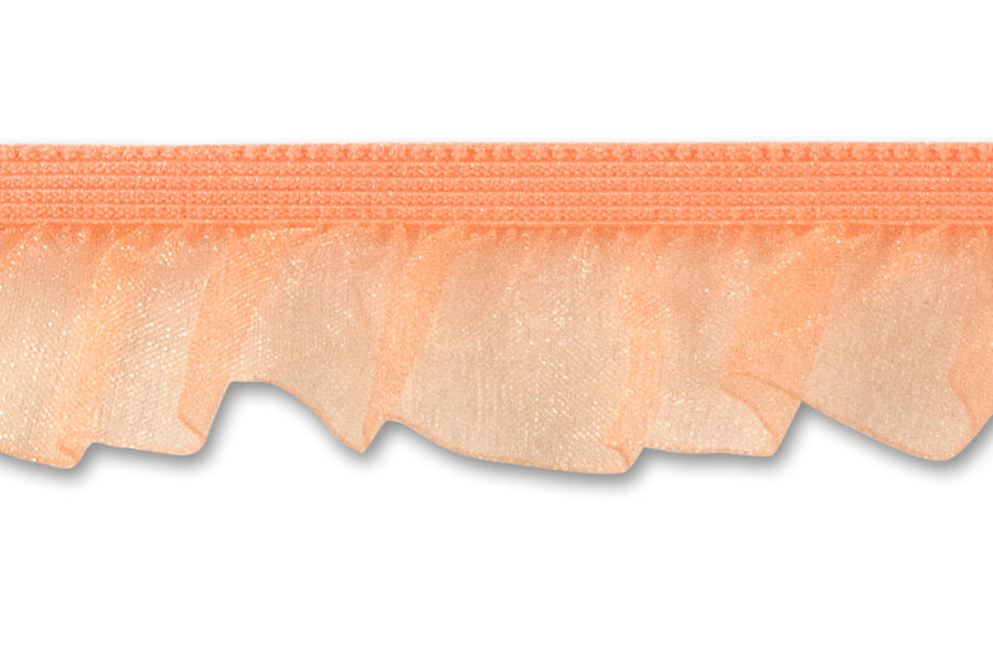 3/4" Peach Sheer Ruffled Elastic