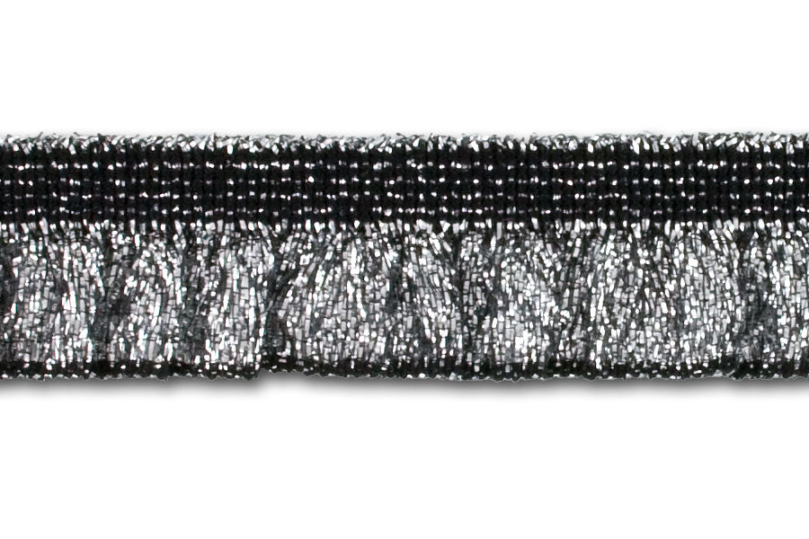 1/2"  Black & Silver Metallic Ruffled Elastic