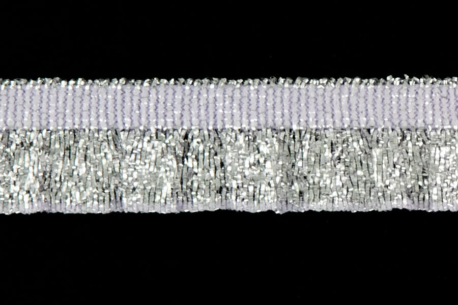 1/2"  Ivory & Silver Metallic Ruffled Elastic