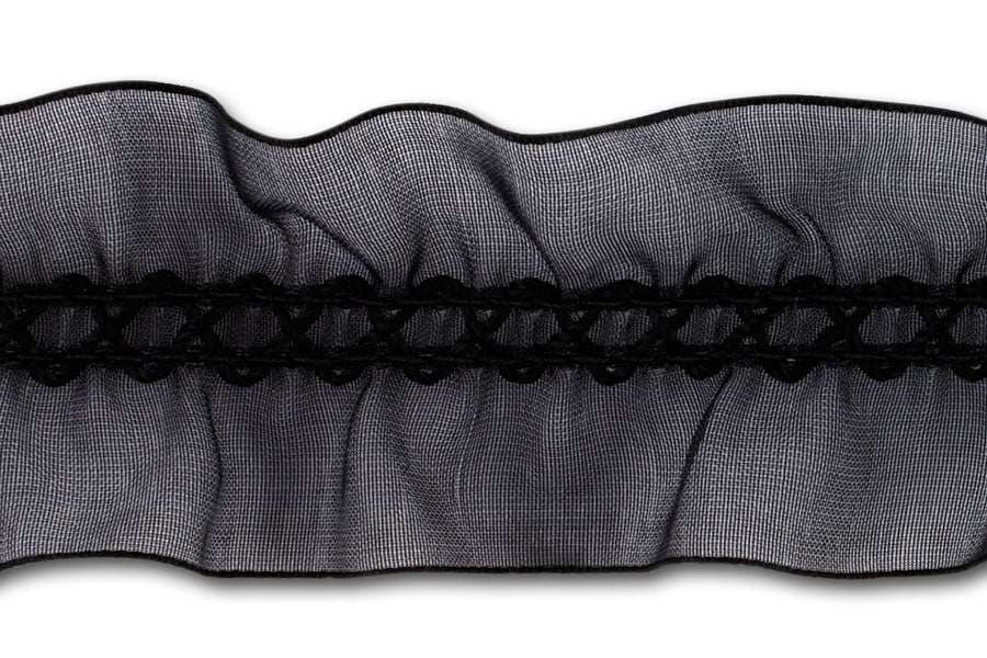 1 1/2 Black Sheer Double/Ruffled Elastic (Made in England) – Britex Fabrics