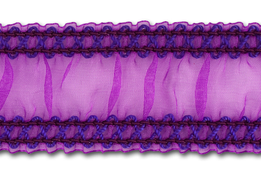 1 1/2" Purple Sheer Ruched Elastic (Made in England)