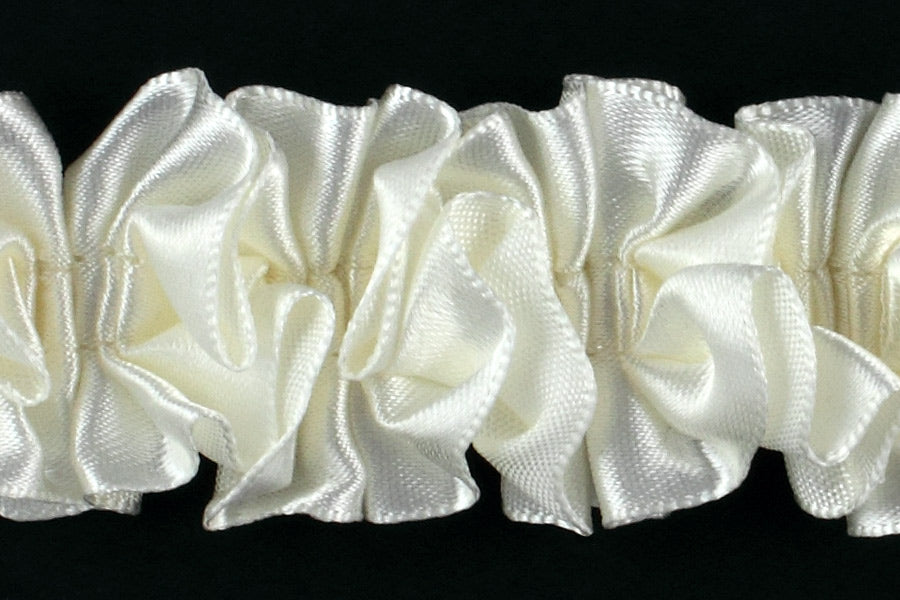 1 1/4"  Ivory Satin Ruffled Ribbon