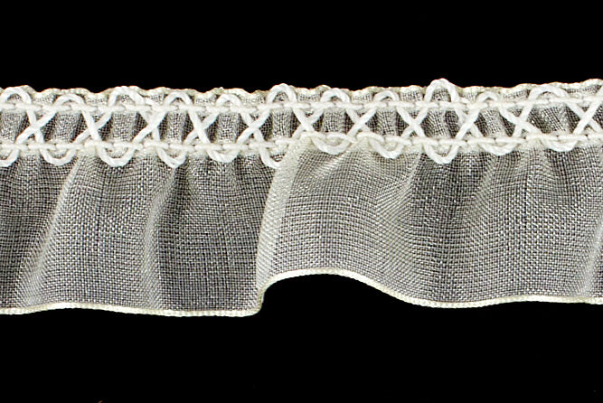 7/8"  Ivory Sheer Ruffled Elastic (Made in England)