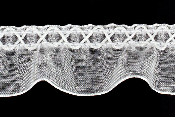 7/8"  White Sheer Ruffled Elastic (Made in England)