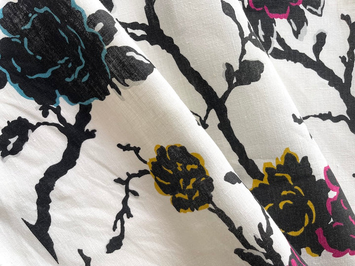 Kravet Printmaker's Magenta, Cyan & Yellow Roses Linen