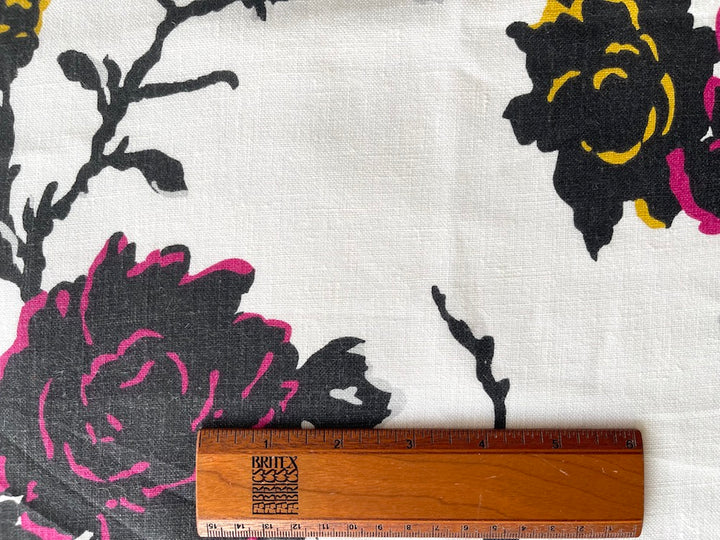 Kravet Printmaker's Magenta, Cyan & Yellow Roses Linen