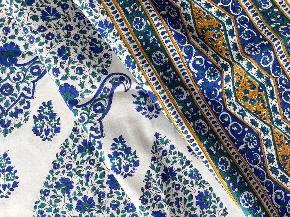 Home Decorating Fabric, Hill Brown Paisley Indian Woodblock-Style