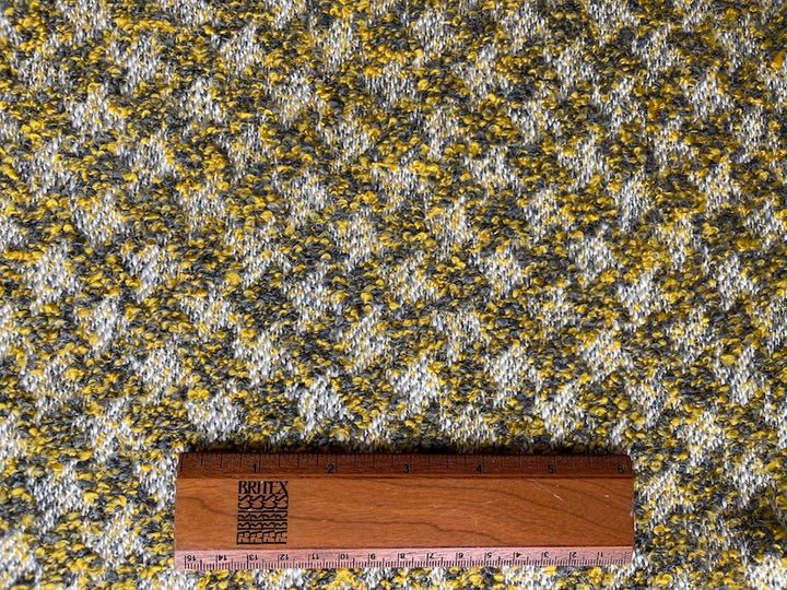 Striking Mustard Houndstooth Acrylic Blend Chenille Tweed (Made in Turkey)