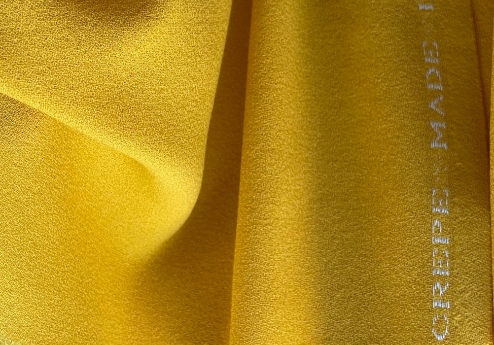 High-End Saturated California Poppy Yellow Selvedged Wool Crepe (Made in Italy)