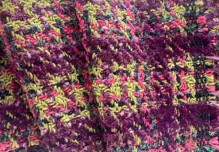 Alla Moda Boysenberry, Coral & Absinthe Plaid Wool Blend Bouclé (Made in Italy)
